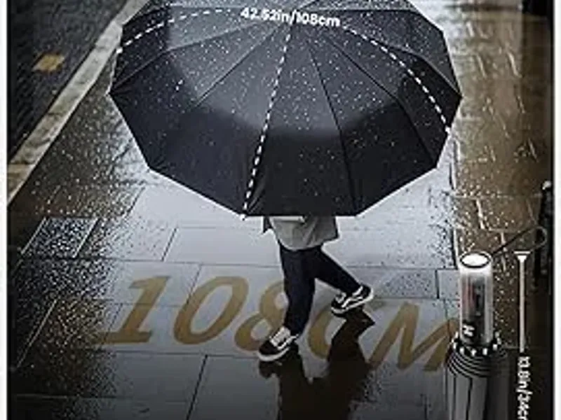 Parapluie Grand Format Résistant Parapluie Grand Format 108cm - Résistant Vent 16 Nervures - Poignée Bois - Automatique Parapluie 2 Personnes