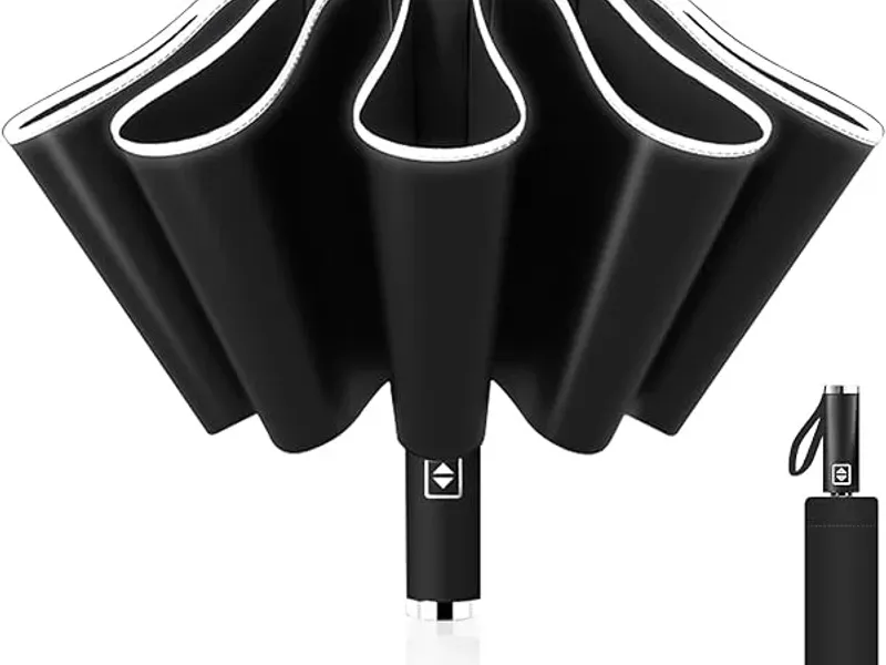 Parapluie Grand Format Résistant Parapluie Grand Format 108cm - Résistant Vent 16 Nervures - Poignée Bois - Automatique Parapluie 2 Personnes