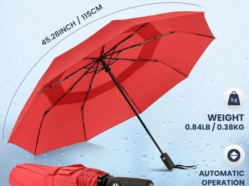 Parapluie Grand Format Résistant Parapluie Grand Format 108cm - Résistant Vent 16 Nervures - Poignée Bois - Automatique Parapluie 2 Personnes