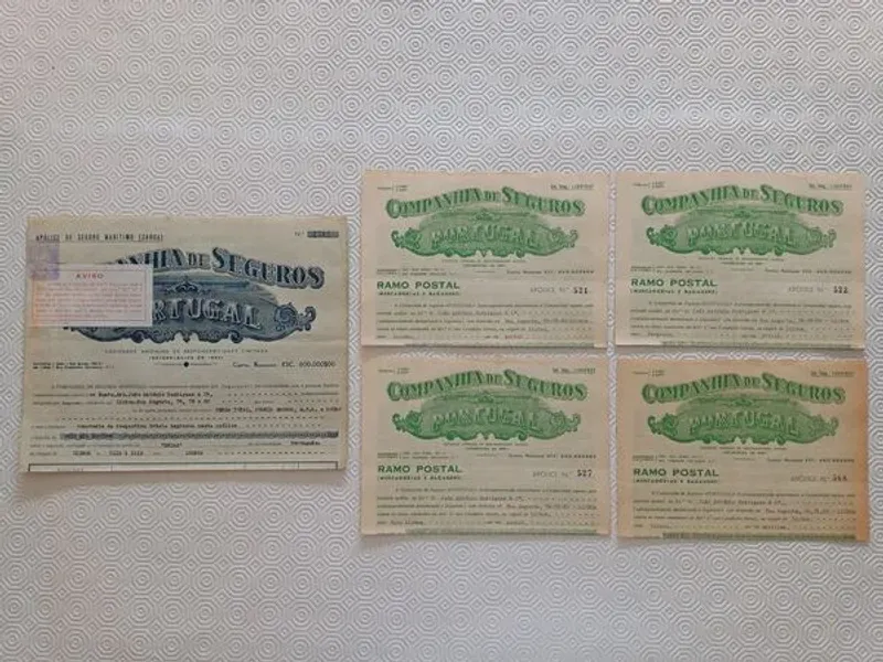 Documentos antigos - Apólices de Seguros antigas