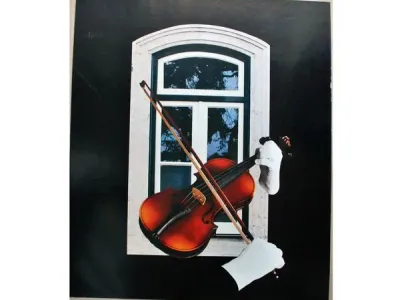 Gravura impressa em serigrafia - Violino à Janela 