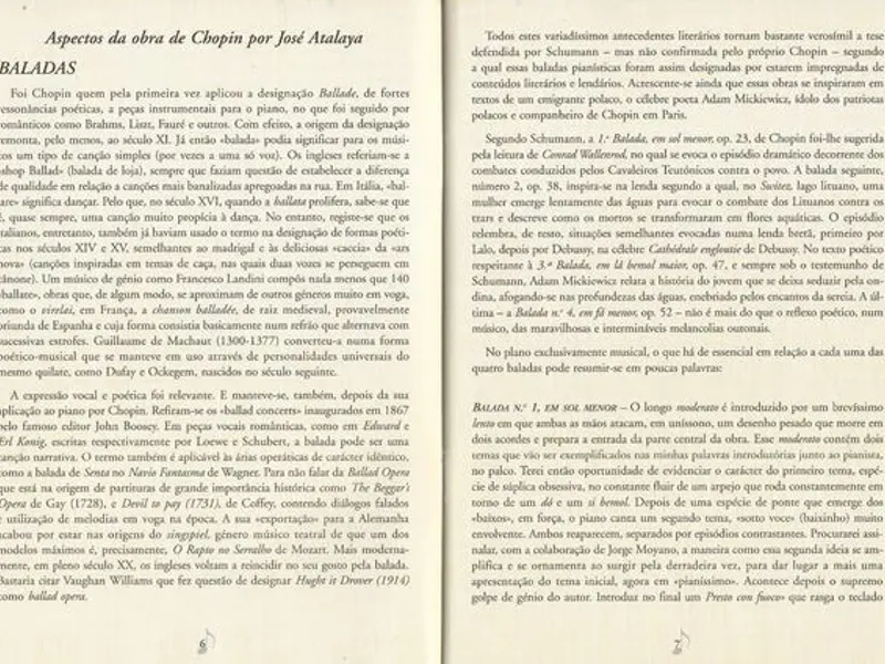 Brochura Vida e Obra de Chopin de 1999 