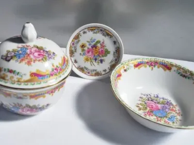 Limoges - Guarda-jóias, taça e pequeno prato