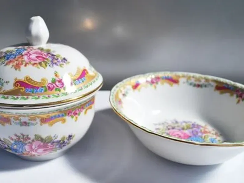 Limoges - Guarda-jóias, taça e pequeno prato