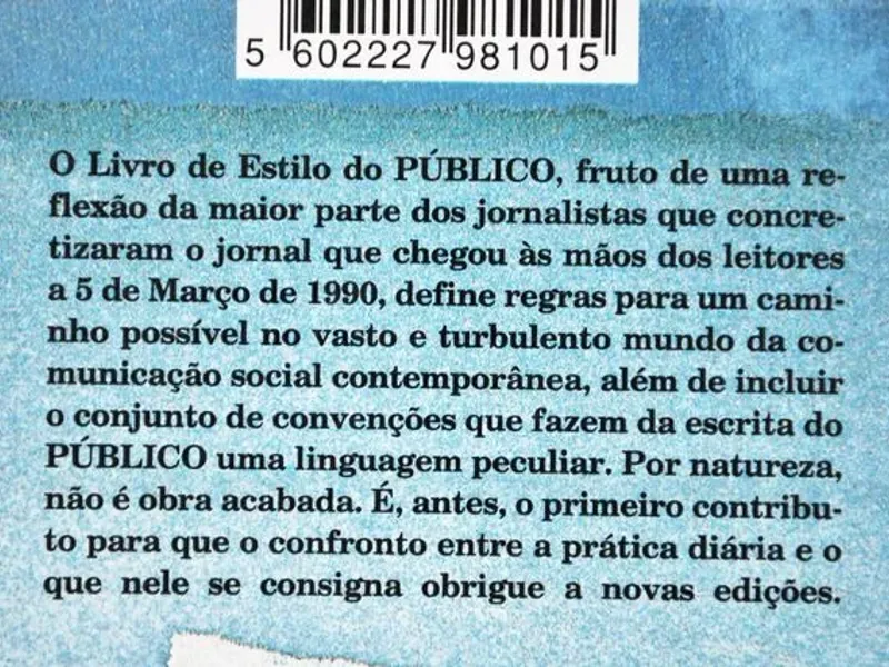 Livro de estilo do jornal Público – 1ª edição 1998