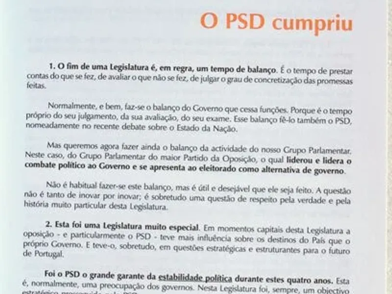 O PSD Cumpriu – 1999 