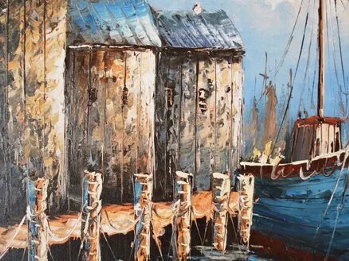 Quadro a óleo com moldura 