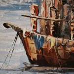 Quadro a óleo com moldura  5