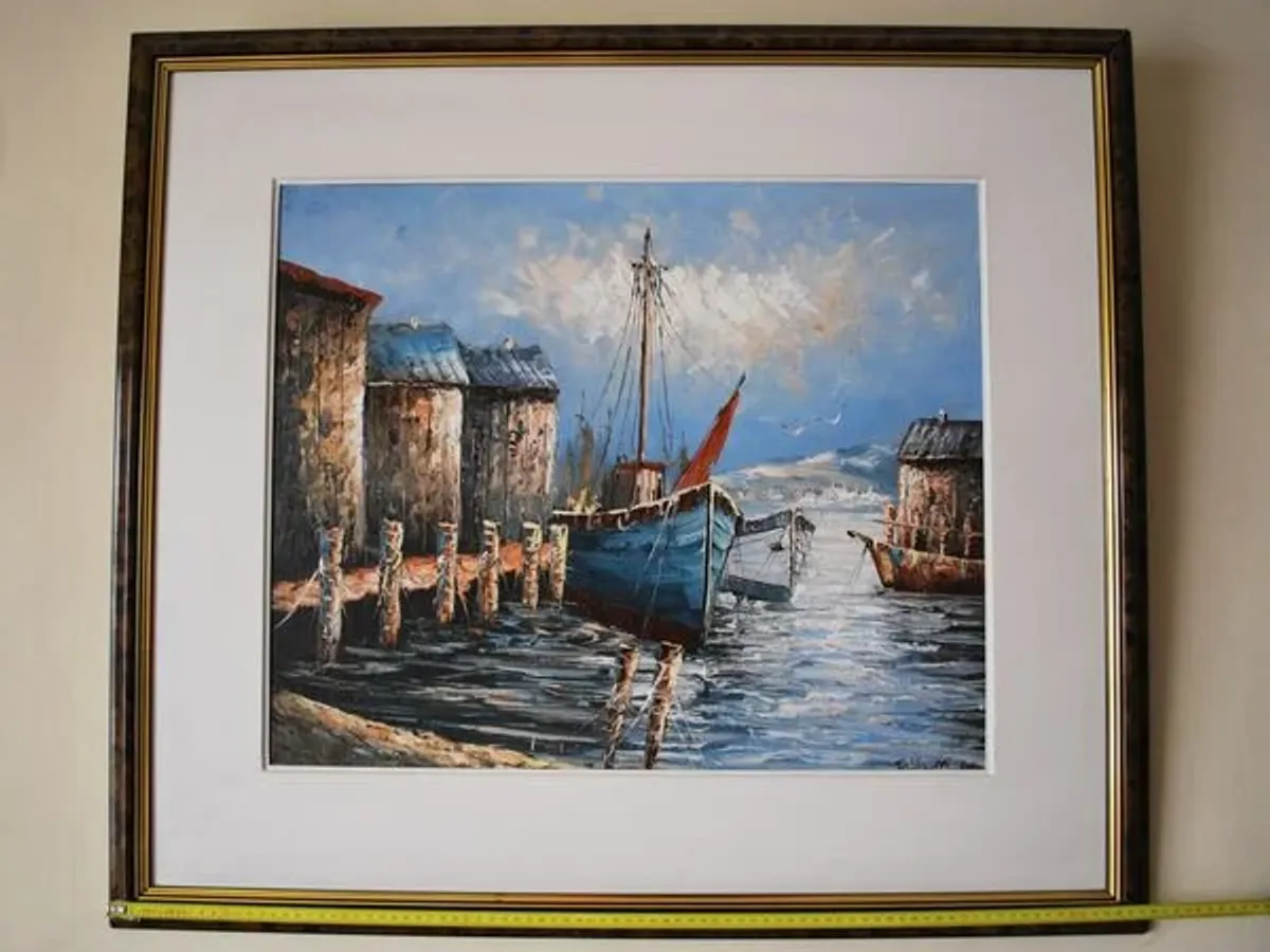 Quadro a óleo com moldura 