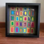 Desenho abstrato Raul Costa assinado com moldura. 1