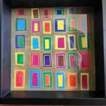 Desenho abstrato Raul Costa assinado com moldura. 2