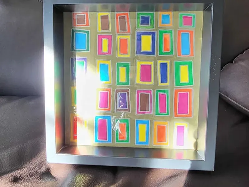 Desenho abstrato Raul Costa assinado com moldura.