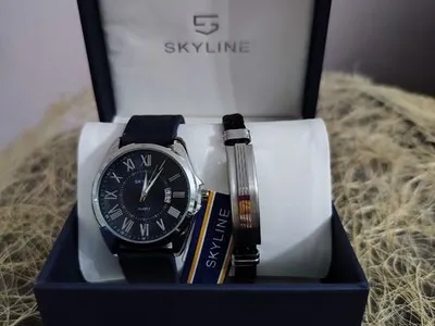Conjunto relógio e pulseira de homem da marca Skyline 