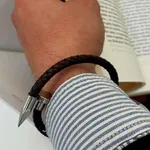 Pulseira Aço+Couro 1