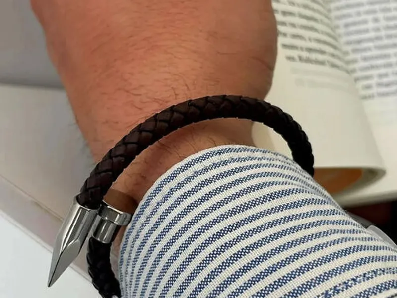 Pulseira Aço+Couro
