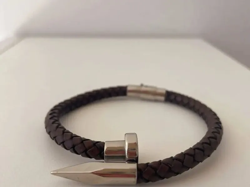 Pulseira Aço+Couro