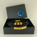 Pulseira multifacetada em Aço inoxidável + pele 2