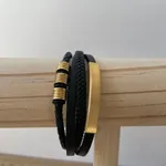 Pulseira multifacetada em Aço inoxidável + pele 4