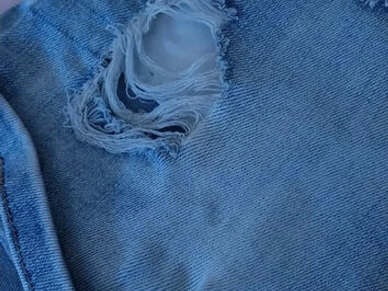 Calções Ganga Bordado Floral e Rasgões – T36