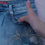 Calções Ganga Bordado Floral e Rasgões – T36 4