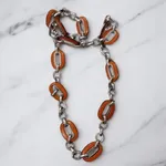 Colar Corrente Prateada com Detalhes Laranja 1