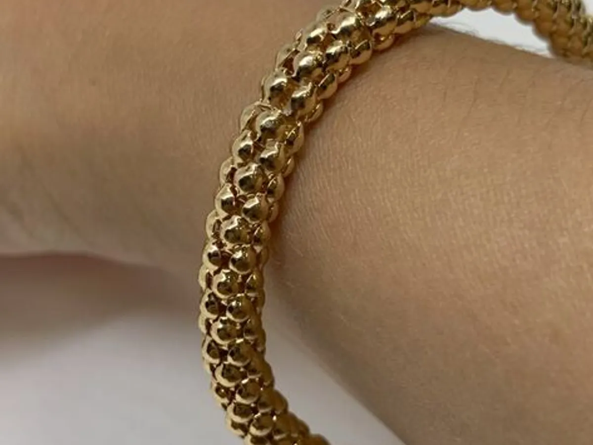 Pulseira Elástica Dourada com Efeito de Esferas - 