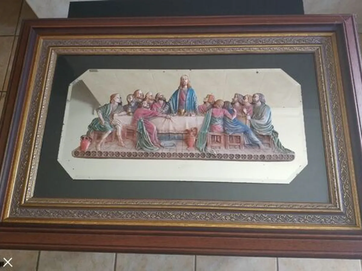 Quadro religioso em relevo “A Última Ceia” – madei