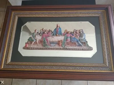 Quadro religioso em relevo “A Última Ceia” – madei