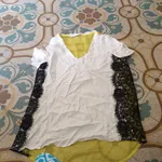 Blusa CAFèNOIR amarela com renda preta – nova 1