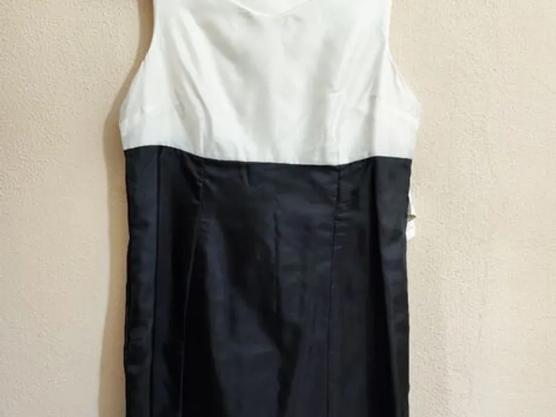 Elegante Vestido Cerimônia/trabalho, branco e preto da Trucco 