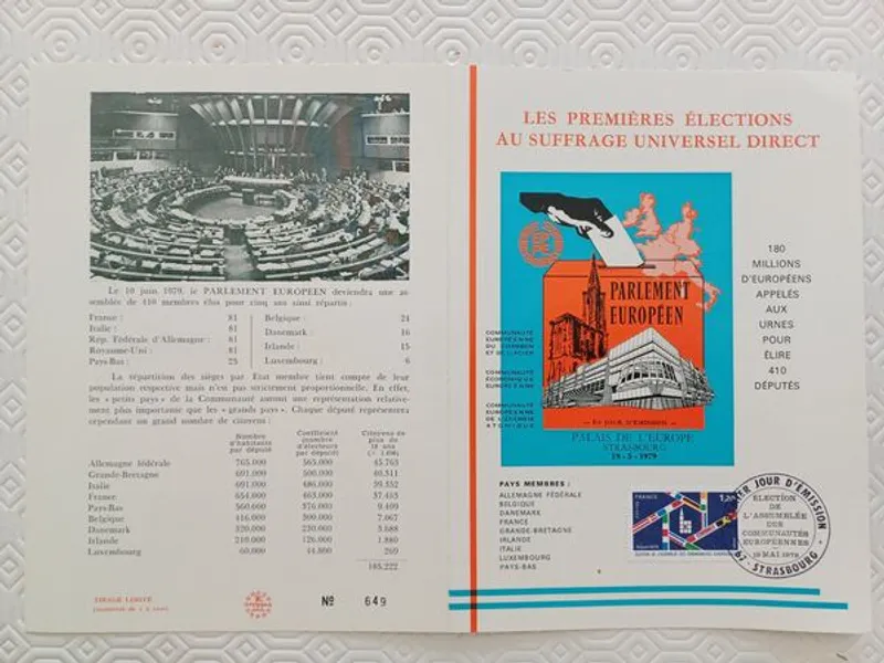 Documento comemorativo das primeiras eleições euro