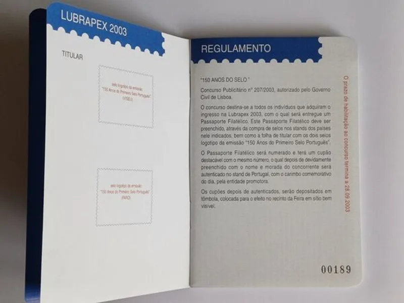 Passaporte filatélico Lubrapex 2003