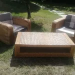 Conjunto de DOS BUTACONES DE MIMBRE y MESA CENTRAL 5