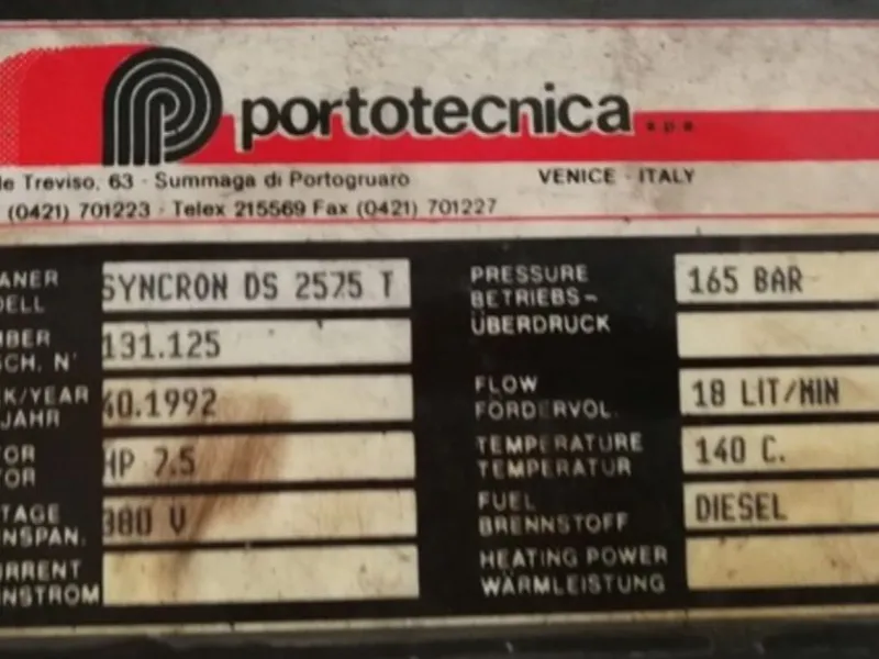 Hidrolimpiadora PORTOTECNICA SYNCRON DS 2575 TURBO